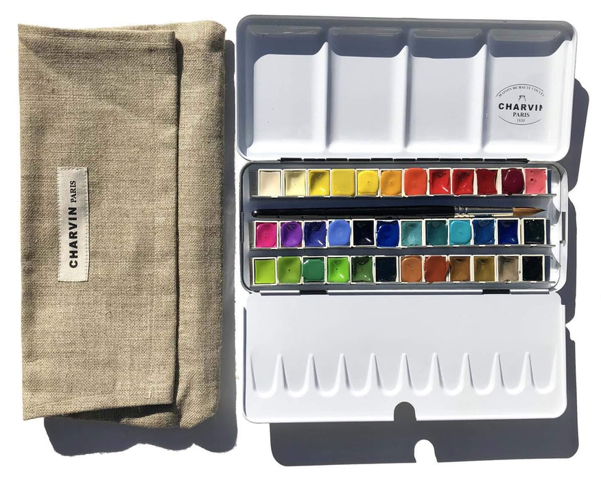 Charvin Watercolour Pan Set 36 + Brush