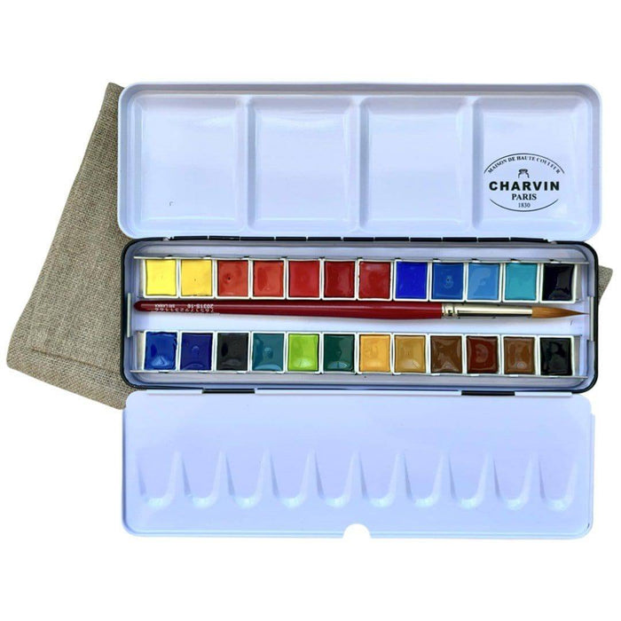 CHARVIN SETS CHARVIN Charvin Watercolour Metal Pan Set 24 + Brush