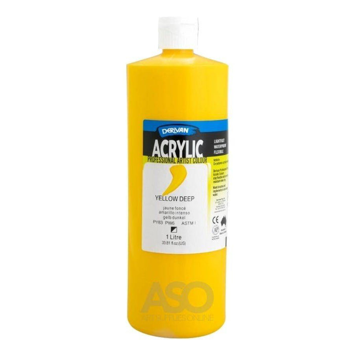 DERIVAN ARTIST DERIVAN Derivan Artist Acrylics 1 Litre Yellow Deep