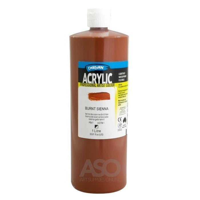 Derivan Artist Acrylics 1 Litre Burnt Sienna