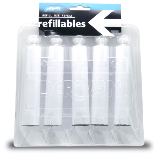 DERIVAN REFILLS DERIVAN Derivan Refillables 5x40ml Aluminium Paint Tube with Flip Top Cap