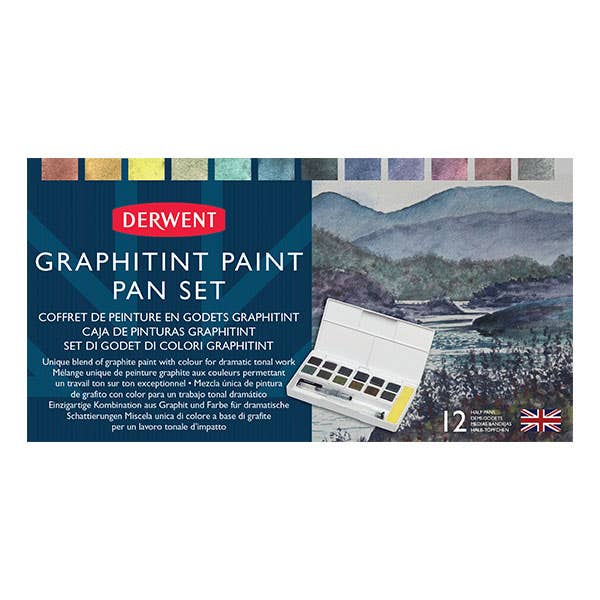 Derwent Watercolour 12 Graphite Paint Pan Set - The Sydney Art Store