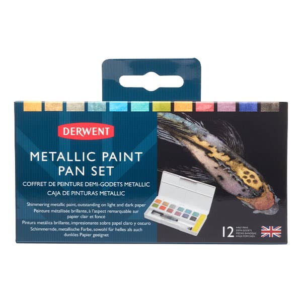 Derwent Watercolour 12 Metallic Paint Pan Set - The Sydney Art Store