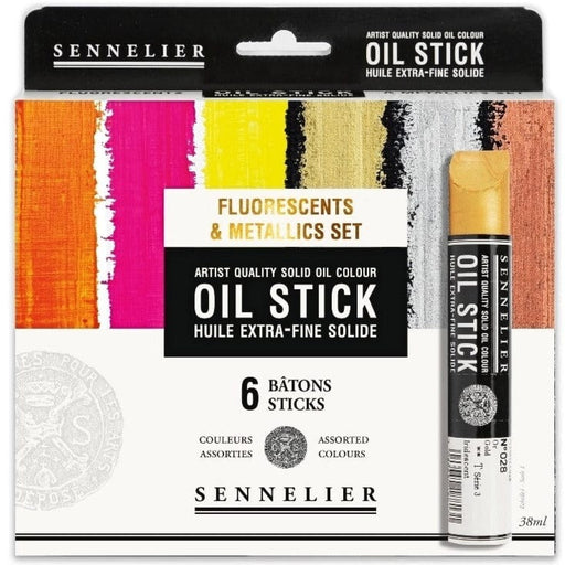 SENNELIER OIL STICKS SENNELIER Fluorescent & Metallic Selection Set of 6 x 38ml Sennelier Oil Sticks