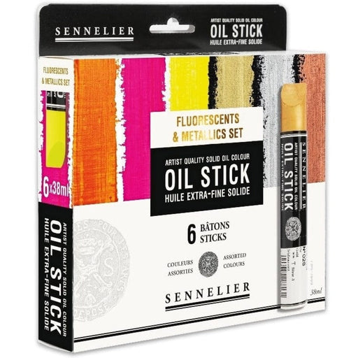 SENNELIER OIL STICKS SENNELIER Fluorescent & Metallic Selection Set of 6 x 38ml Sennelier Oil Sticks