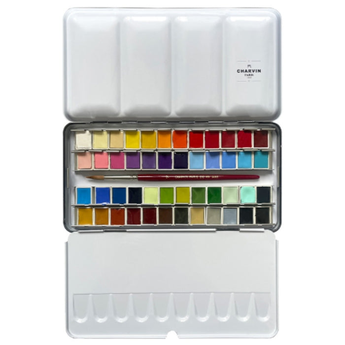 Charvin Watercolour Pan Set 48 + Brush