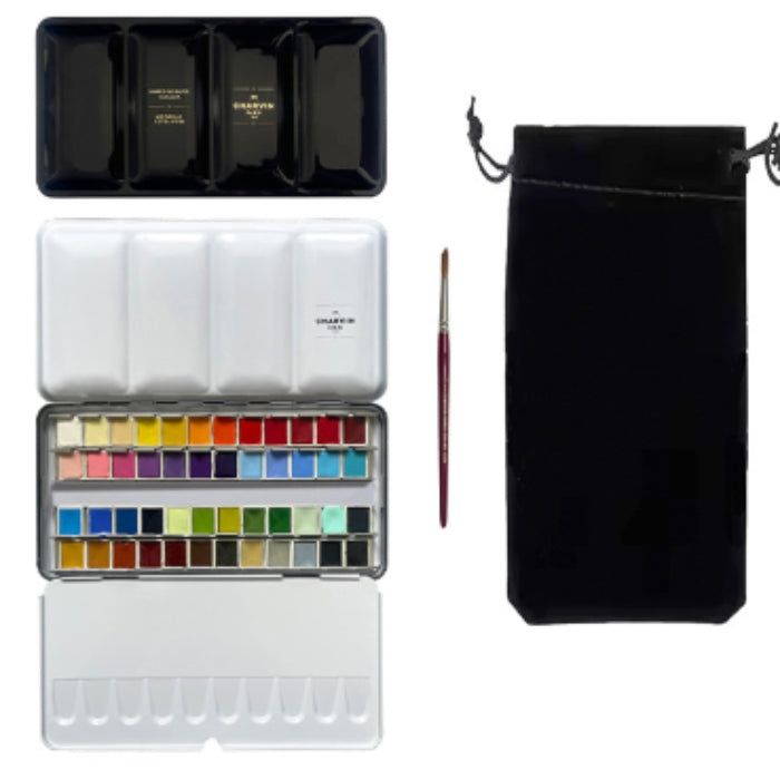 Charvin Watercolour Pan Set 48 + Brush