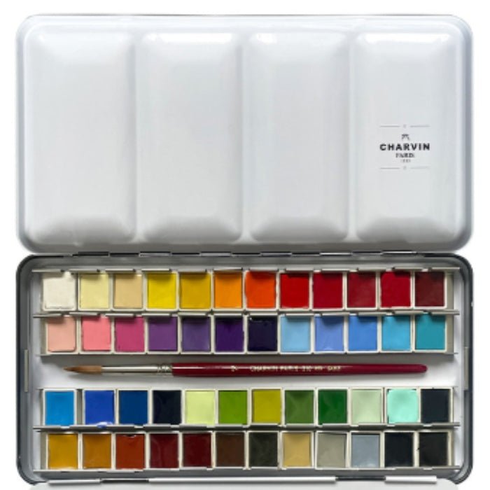 Charvin Watercolour Pan Set 48 + Brush