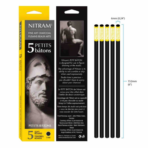 Nitram Batons Petits Extra Soft Round 6 mm - The Sydney Art Store