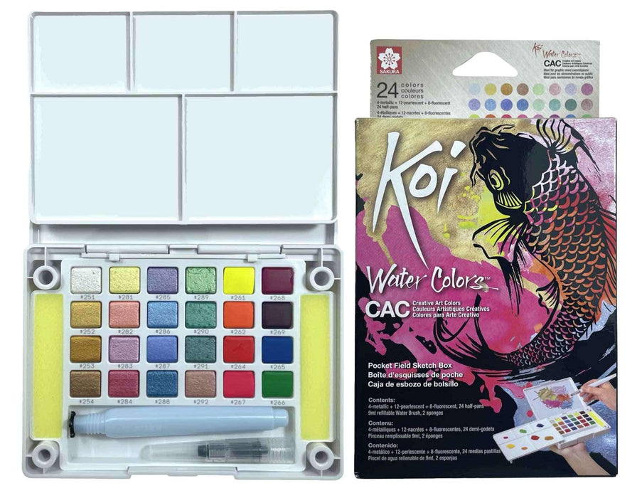 Sakura Koi Watercolours 24 Metallic Set Pearlescent & Fluro