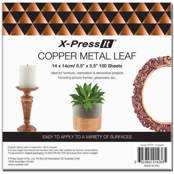 Copper Metal Leaf 100 Sheets Pack