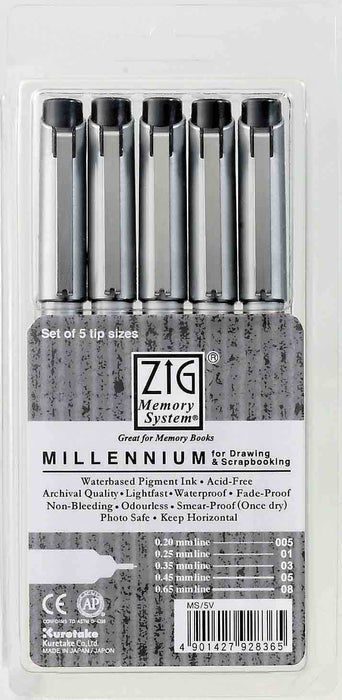 ZIG ZIG Zig Memory System Millennium Pen 5 Set Assorted Black