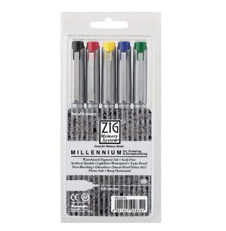ZIG ZIG Set 05 (0.45mm Line) Zig Memory System Millennium Set Of 5 Colours